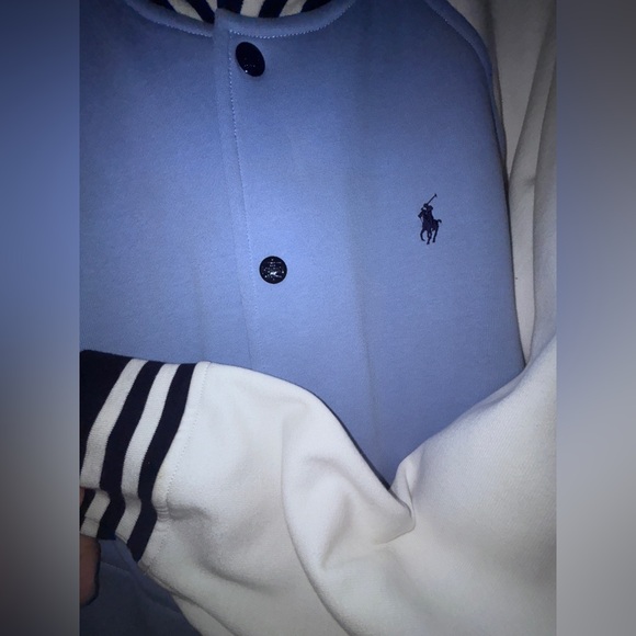 Ralph Lauren Light Blue and White Varsity Jacket - Picture 6 of 9